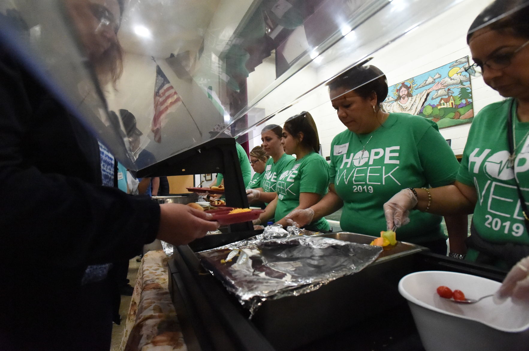 Serving lunch at the Hospitality Center